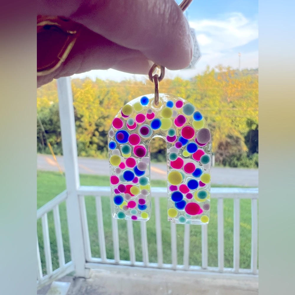Handmade & Handpainted Polkadot Resin Keychain - 2 available